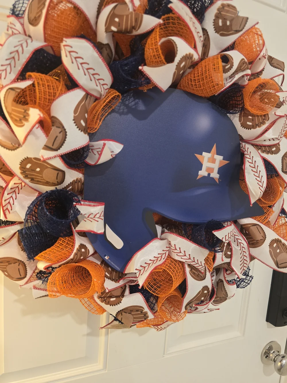 Houston Astros Helmet Baseball Wreath - Navy & Orange